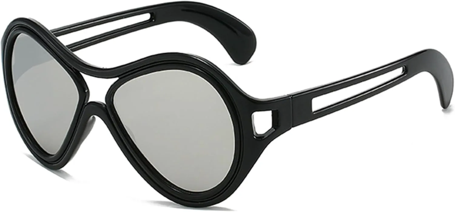 

Солнцезащитные очки Bullabulling Retro Round Dragonfly для женщин, модные градиентные очки с защитой от УФ-излучения UV400 для мужчин, панк-очки, Black/Silvery