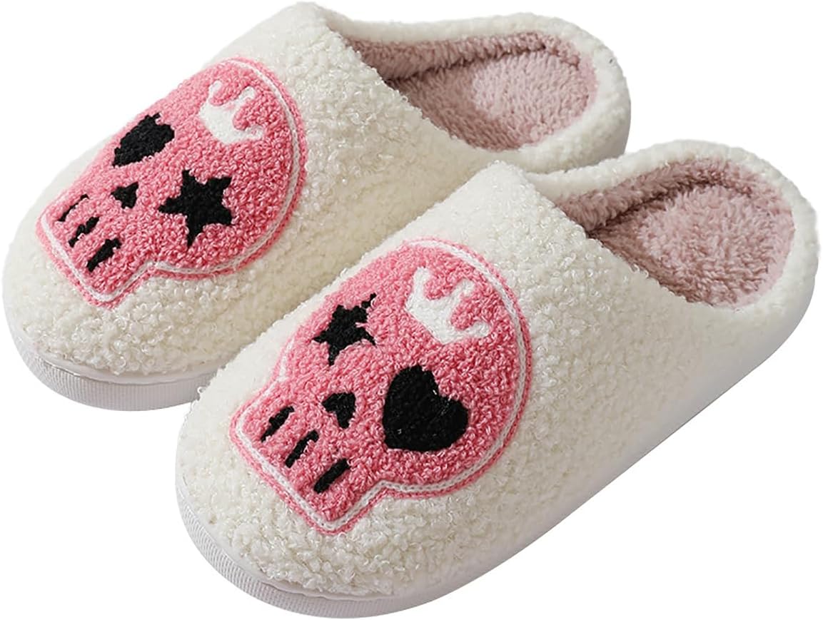 

Тапочки QBTZJ «Хэллоуинский призрак» для женщин и мужчин, смешной череп, пушистые тапочки, мягкие, теплые, легкие, для дома и улицы, Skull 4