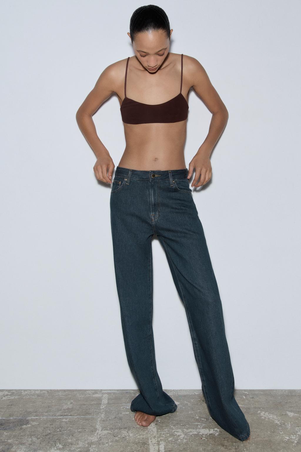 

Широкие джинсы средней посадки ZARA, цвет Blue/Grey