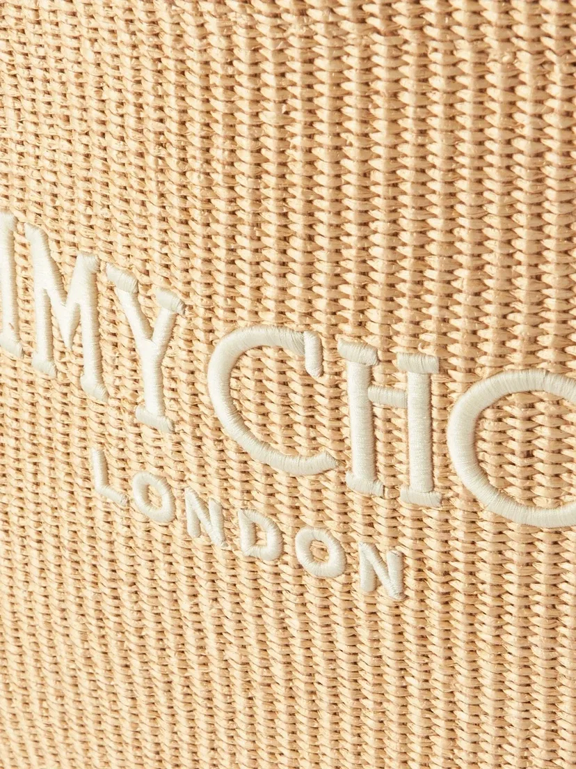 Сумка-тоут из плетеной рафии с вышитым логотипом Avenue JIMMY CHOO, бежевый — фото 4