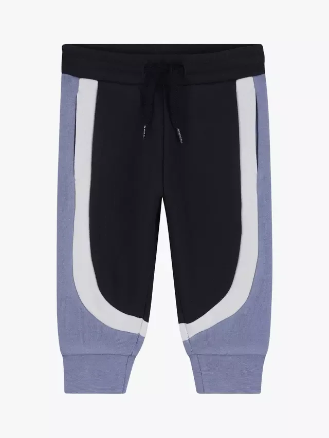 Детские спортивные штаны из смесовой хлопковой ткани, темно-синие HUGO BOSS