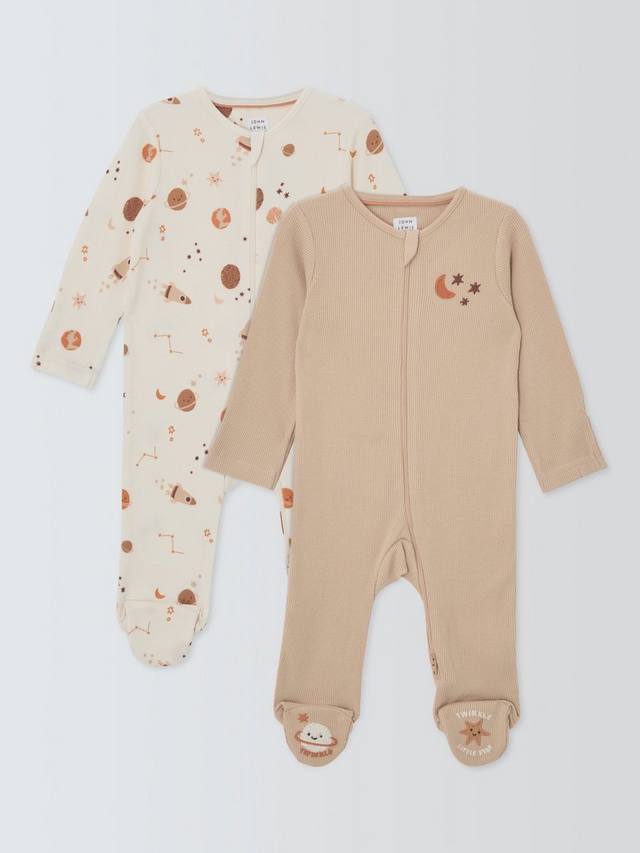 

Детские комбинезоны с молнией Zip Through Space John Lewis, Pack of 2, Neutral
