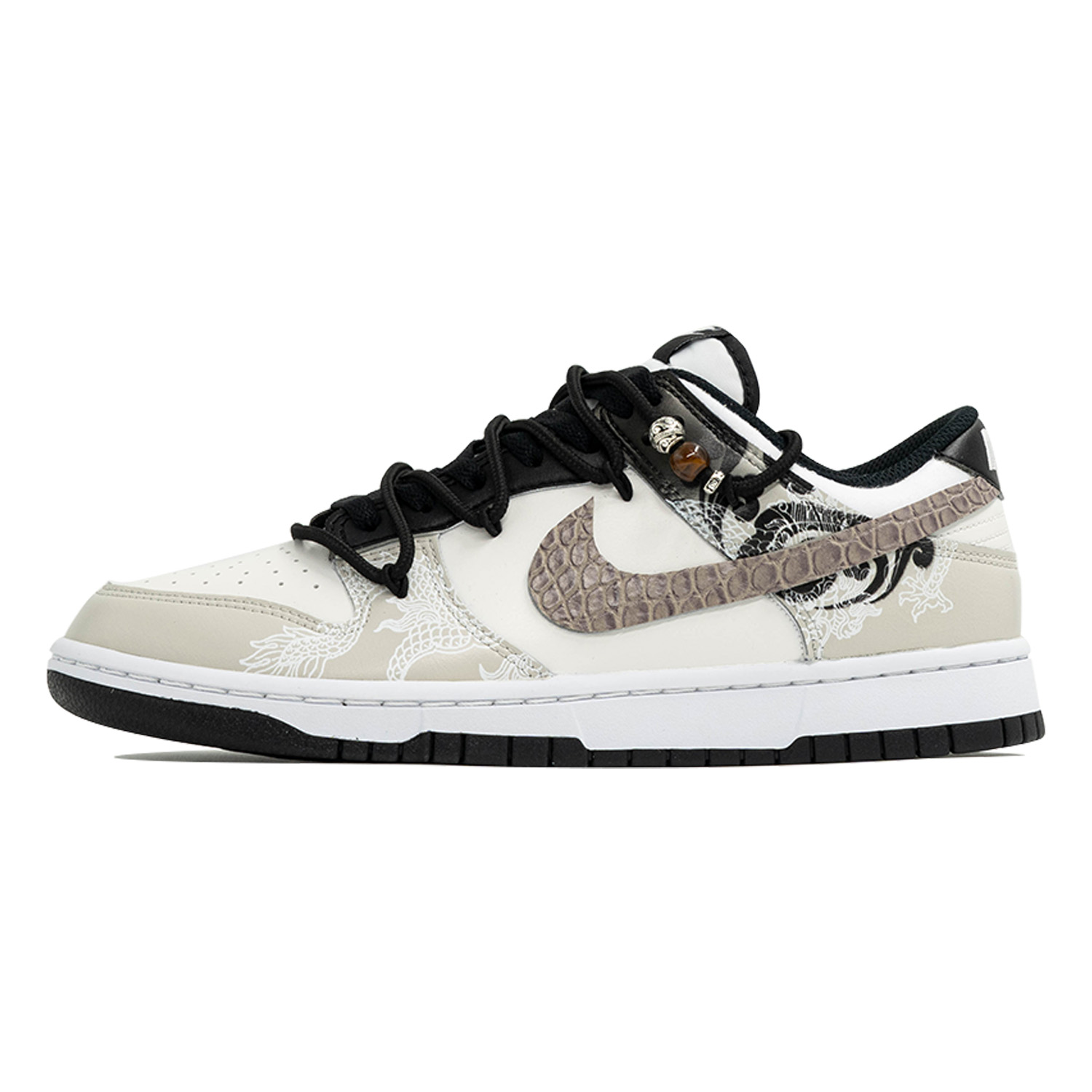 Nike Мужские низкие скейтборд-кроссовки Dunk Kaleidoscope, Hidden Dragon, Shopping Bag, черный с серым рисунком — фото 3