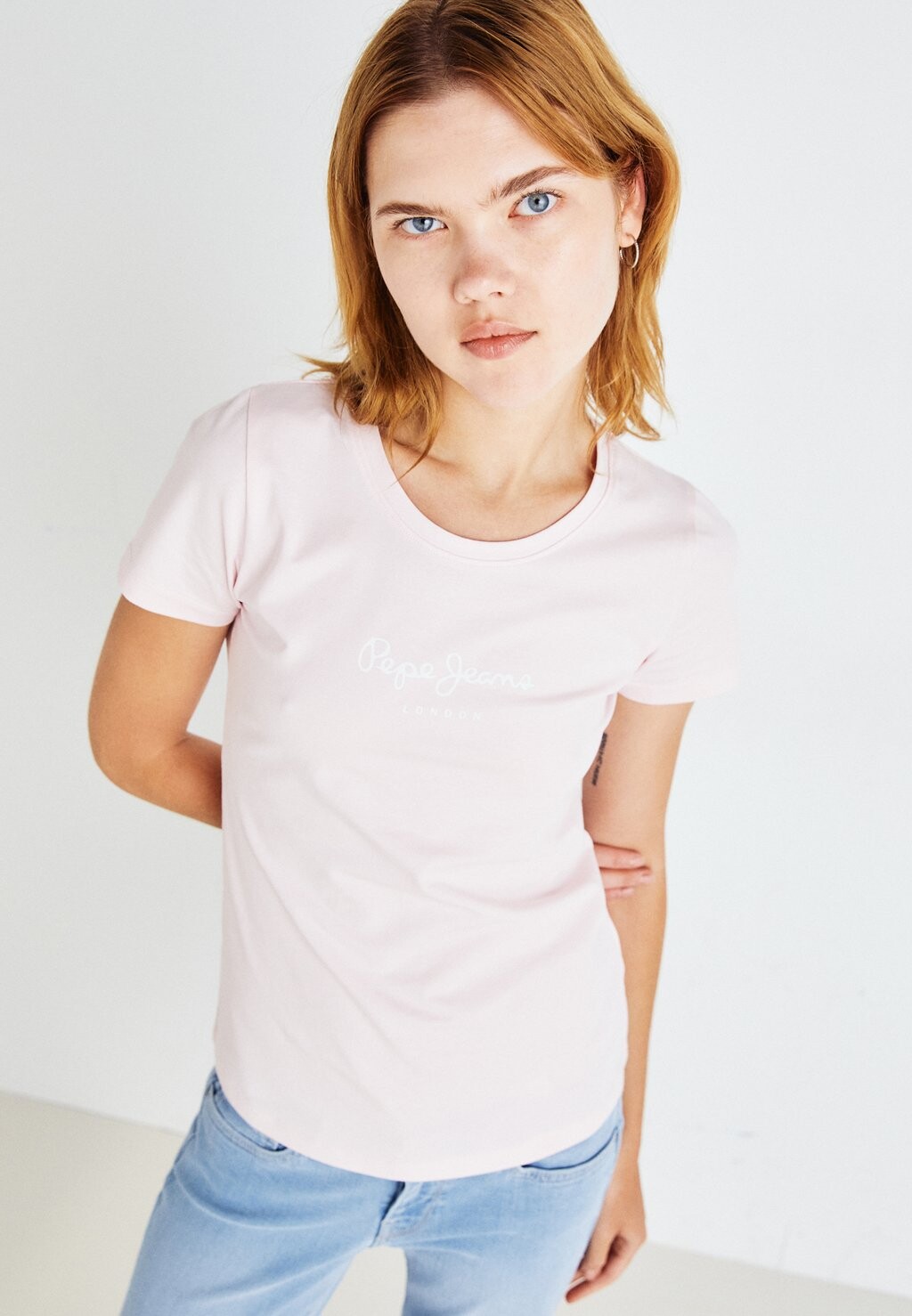 

Футболка с принтом NEW VIRGINIA Pepe Jeans, цвет pink
