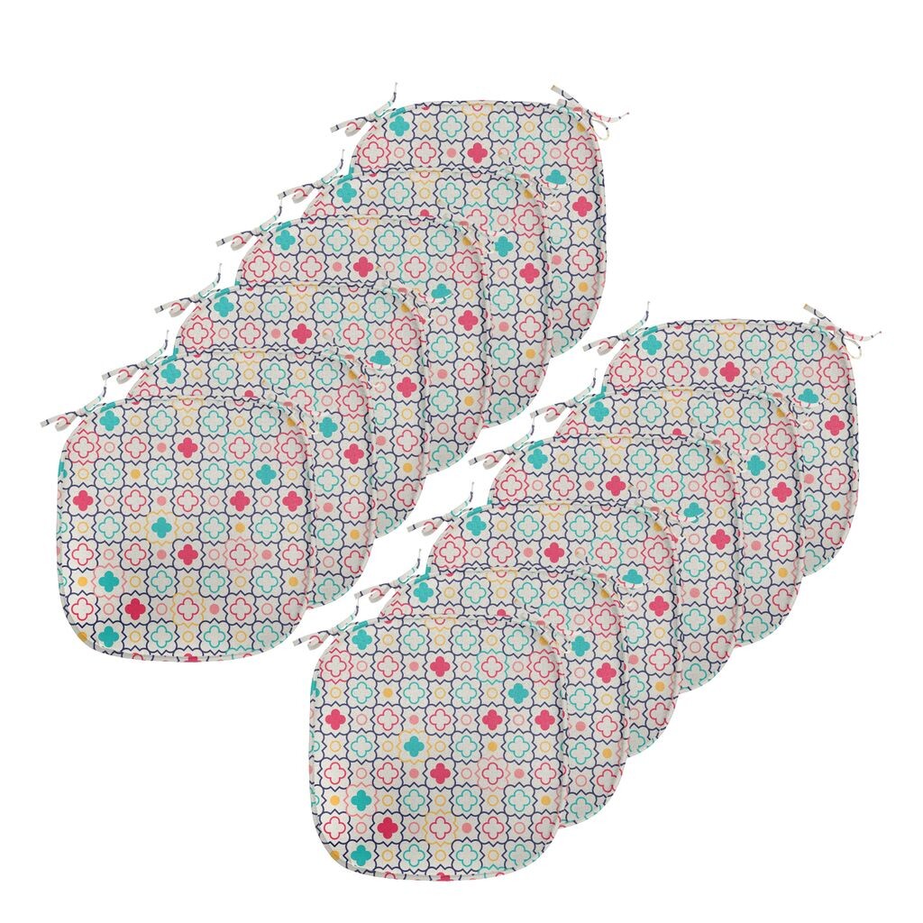 

Подушки для обеденного стула ABAKUHAUS Quatrefoil, декоративная водонепроницаемая подушка Quatrefoil с ремнями для кухонных сидений, 40 см x 40 см — упаковка из 12 шт., сине-зеленый