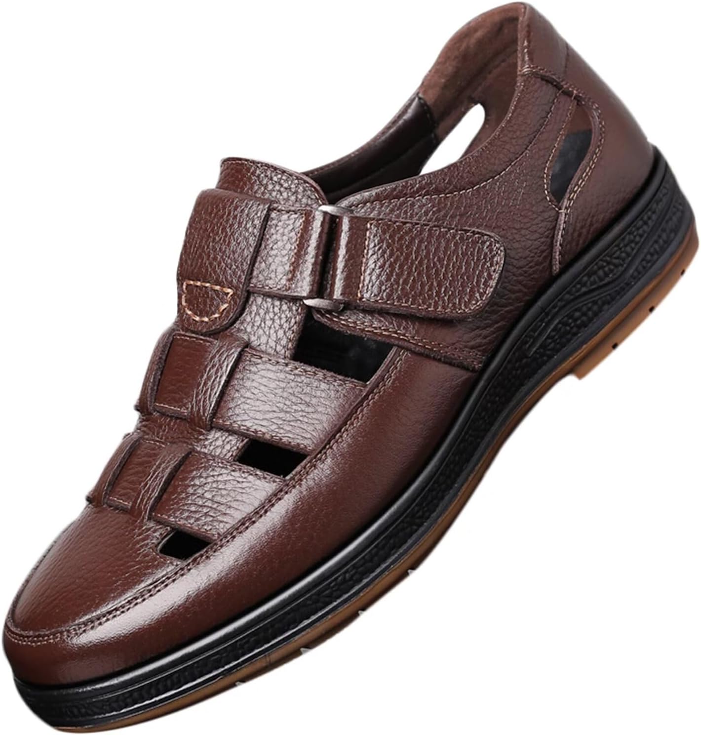 

Мужские кожаные сандалии с закрытым носком для улицы, сандалии для пляжа и лета, дышащие сандалии для походов и треккинга Hnvavq, B