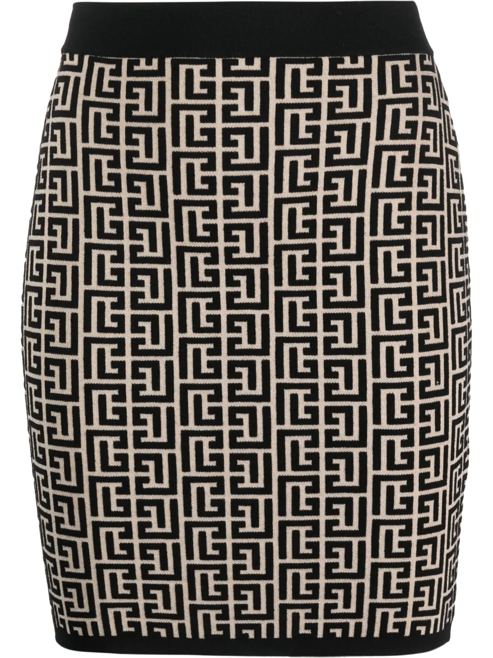 

Жаккардовая мини-юбка с монограммой BALMAIN, черный
