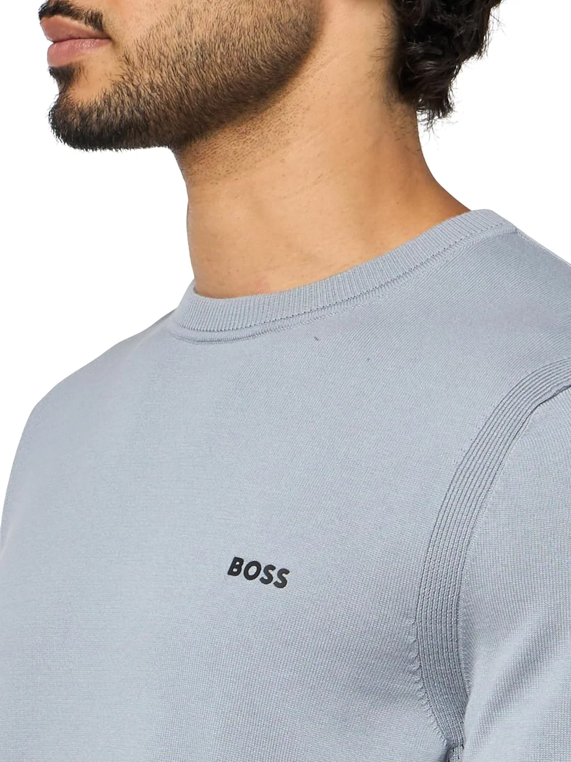 BOSS Мужской свитер Tech Flex Cotton Stretch Knit, серый — фото 3