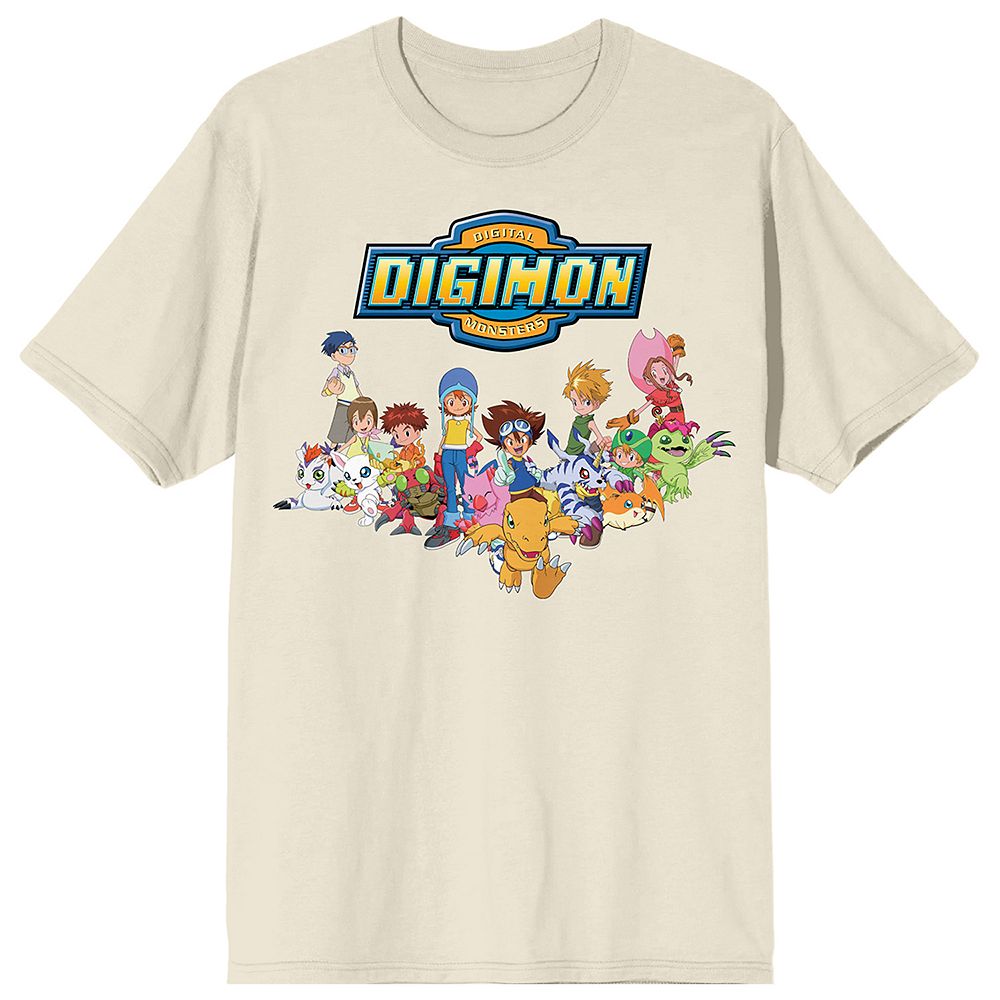 

Мужская футболка с изображением главных героев Digimon Licensed Character, цвет Beig Khaki