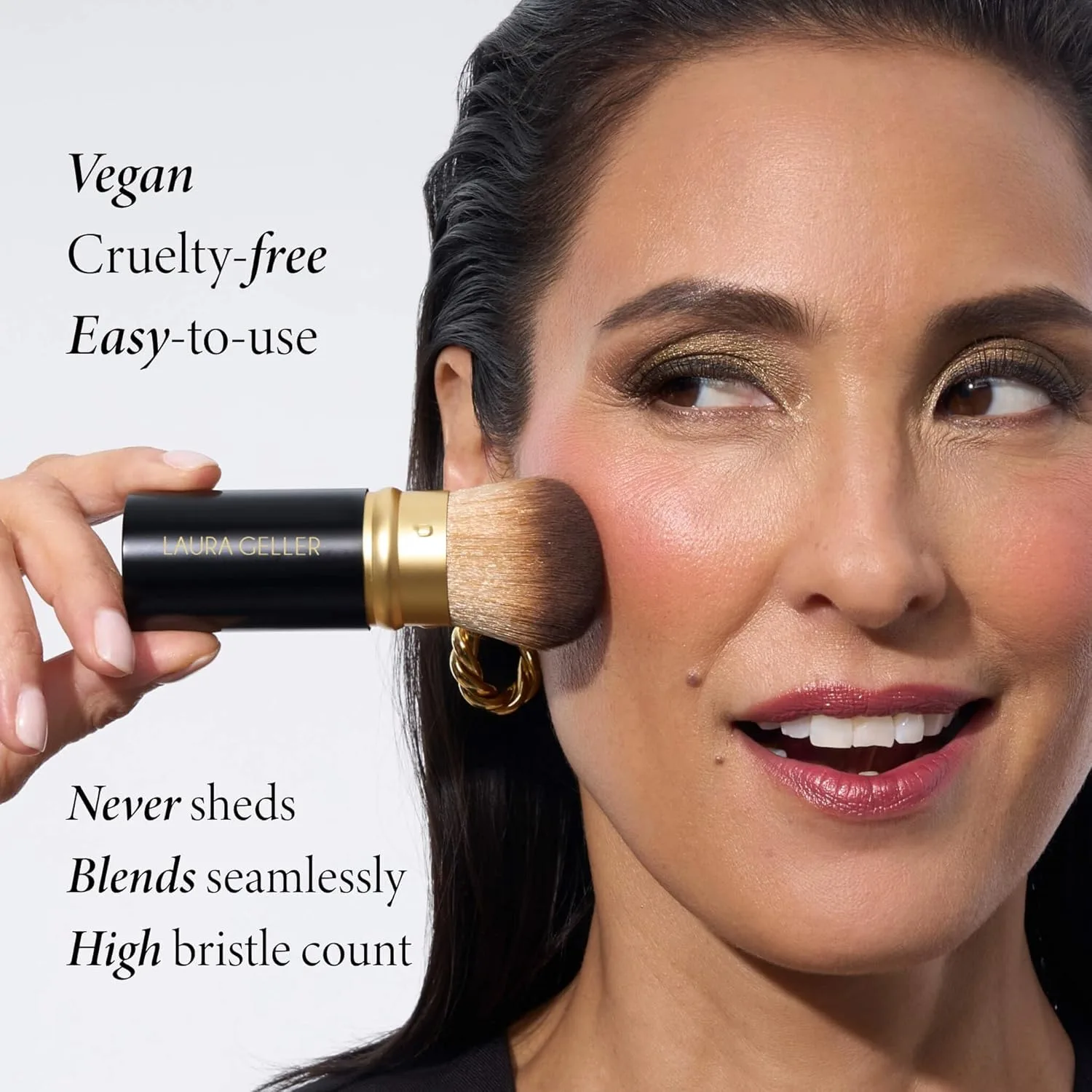 Запеченная пудра-основа Laura Geller New York Double Take Powder Foundation, Fair + выдвижная кисть кабуки для аэрографии, Beige — фото 4