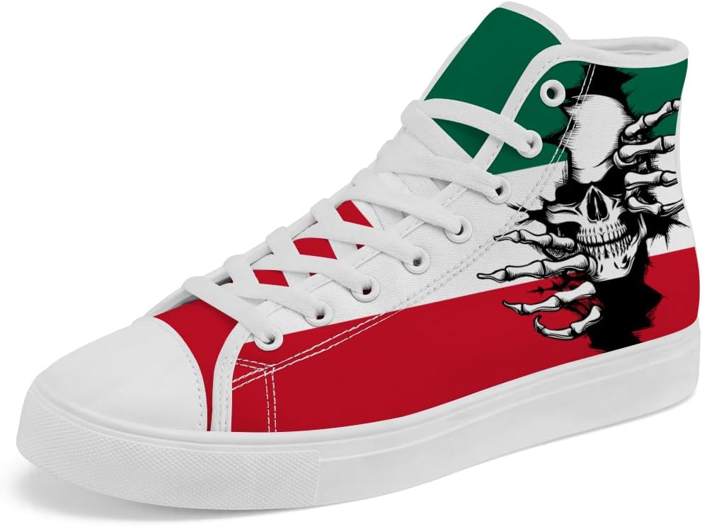 

Высокие кеды на полотняной подошве с флагом Мексики, мексиканские высокие кеды на шнуровке для женщин и мужчин Chebing, зеленый