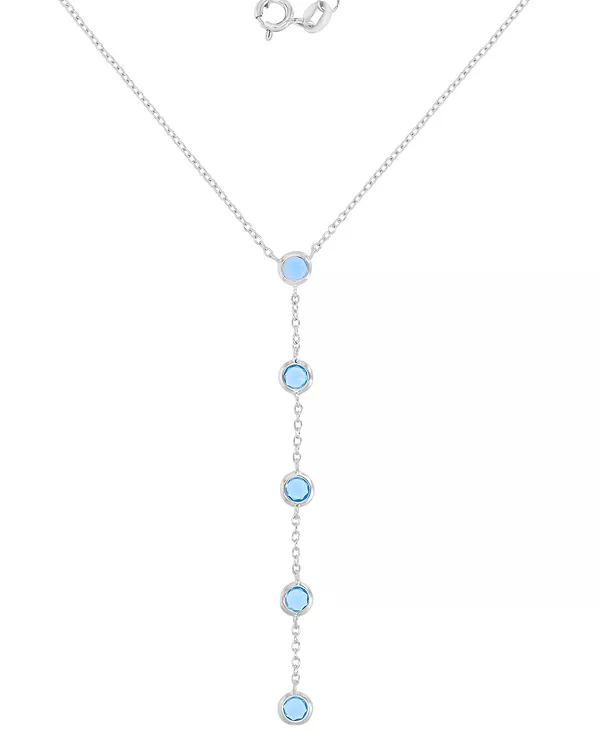 

Ожерелье-Лариат длиной 18 дюймов с синим кубическим цирконием из стерлингового серебра Macy'S, silver