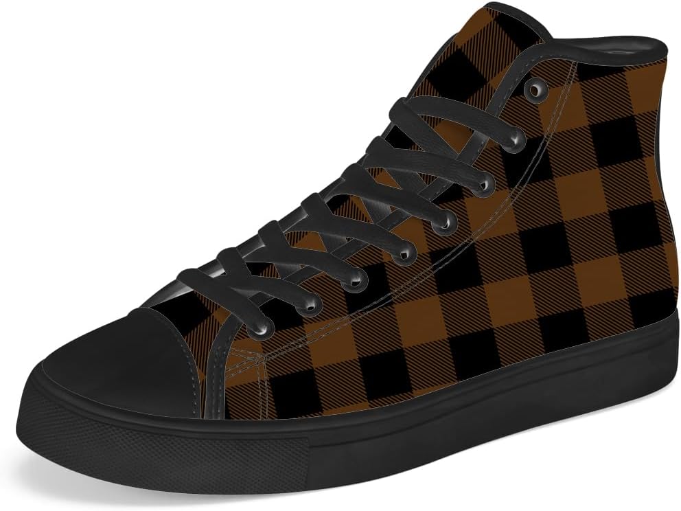 

Кеды на высокой подошве chebing из холщовой ткани для мужчин и женщин, высокие кроссовки в клетку «буффало», с шнуровкой, повседневная обувь, подарок для папы и мамы, 618 Brown