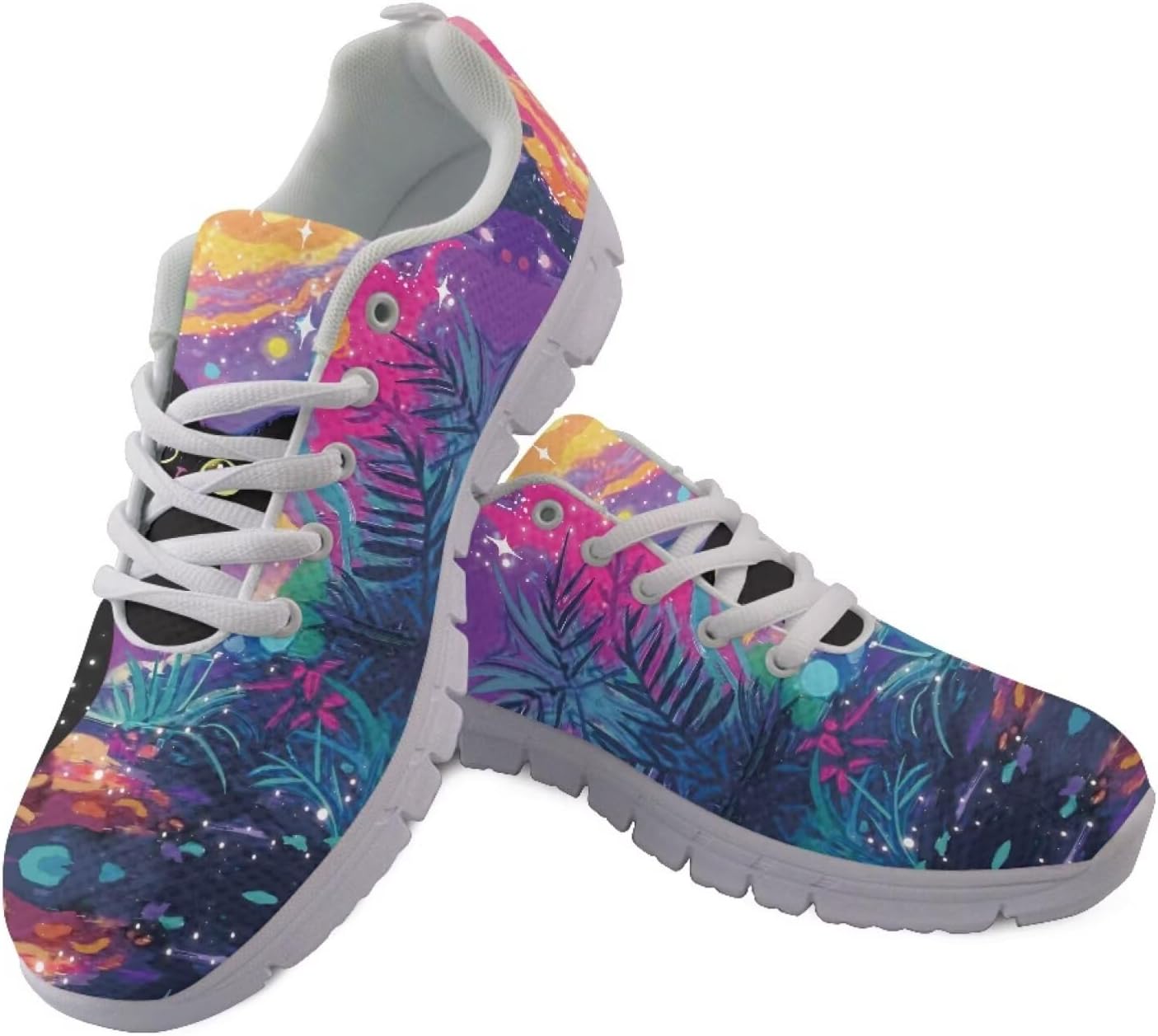 

Кроссовки Jeiento с шнуровкой для спорта и бега для женщин и мужчин с животным принтом, спортивная обувь для ходьбы, противоскользящие кроссовки для джоггинга, черный