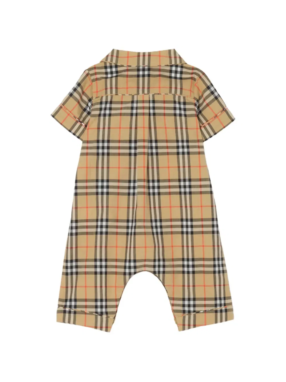 Хлопковый комбинезон в клетку Burberry Kids, нейтральный — фото 2
