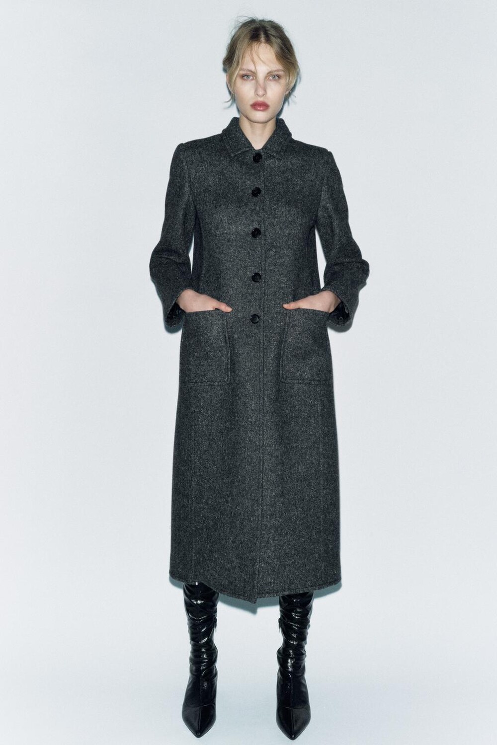 

Пальто из смешанной шерсти manteco ZARA, серый