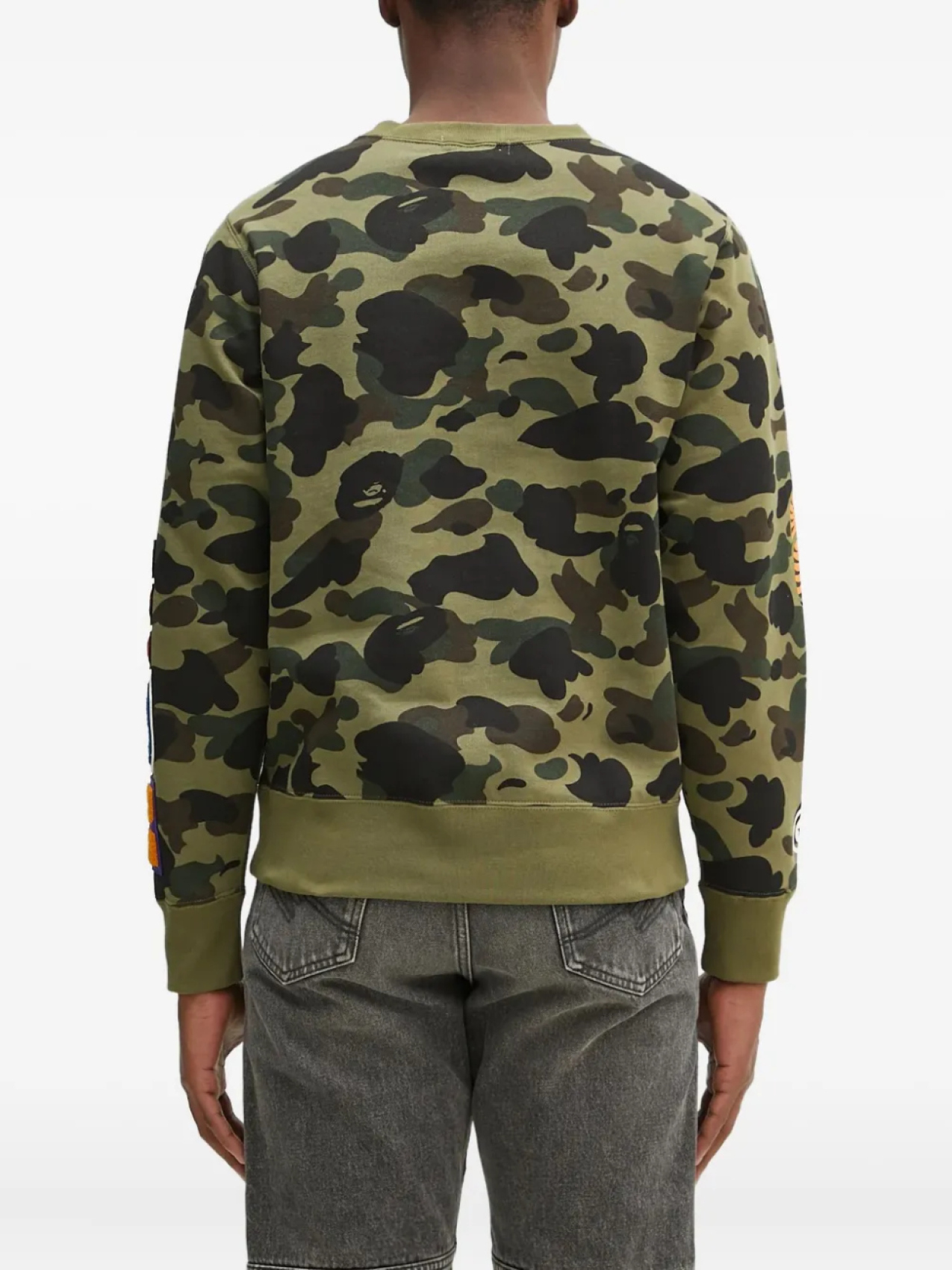 Толстовка с круглым вырезом и принтом акулы A BATHING APE 1St Camo, зеленый — фото 3