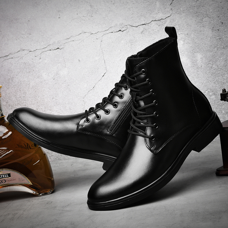 Bull Thunder Короткие мартинсы мужские черные утепленные ботинки, цвет Black Insulated Shoes — фото 2