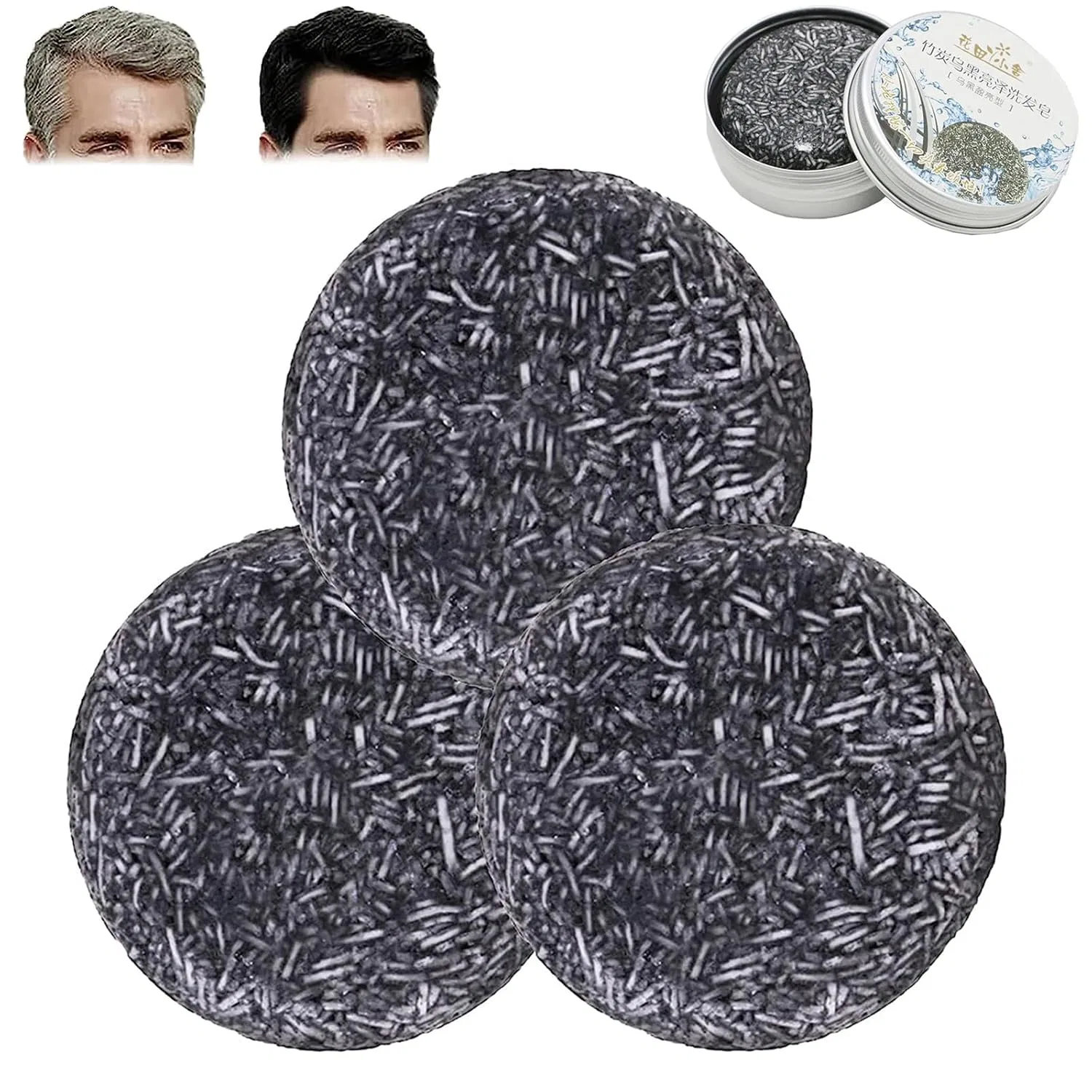 Набор из 3 твердых мыл-шампуней для седых волос от Grey Gloss Bainuai