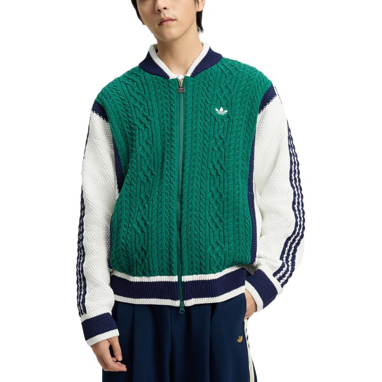 Кардиган FW25 Трикотаж Unisex Adidas Originals, зеленый/белый — фото 3