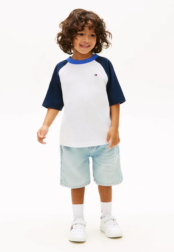 Футболка с круглым вырезом и цветными блоками, с принтом. Tommy Hilfiger, White — фото 2