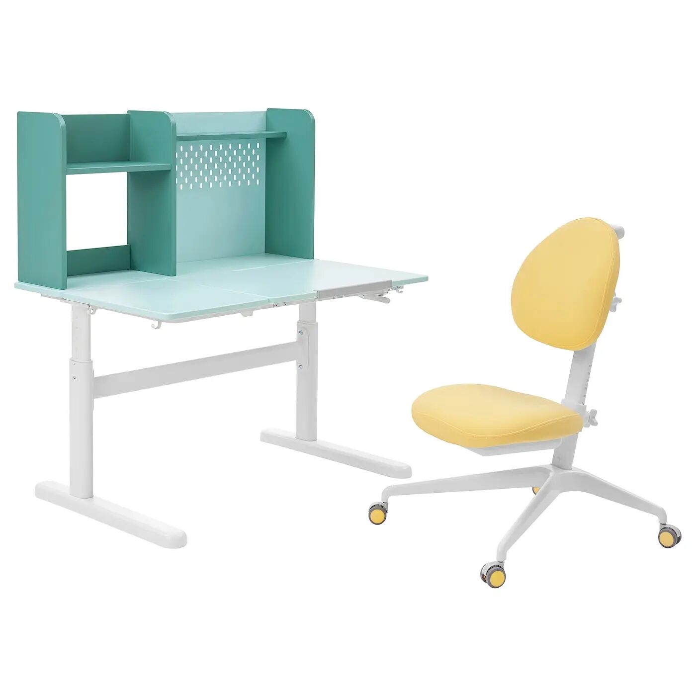 

Детский стол и стул BERGLÄRKA/DAGNAR IKEA, 100x70 см, бирюзовый/желтый