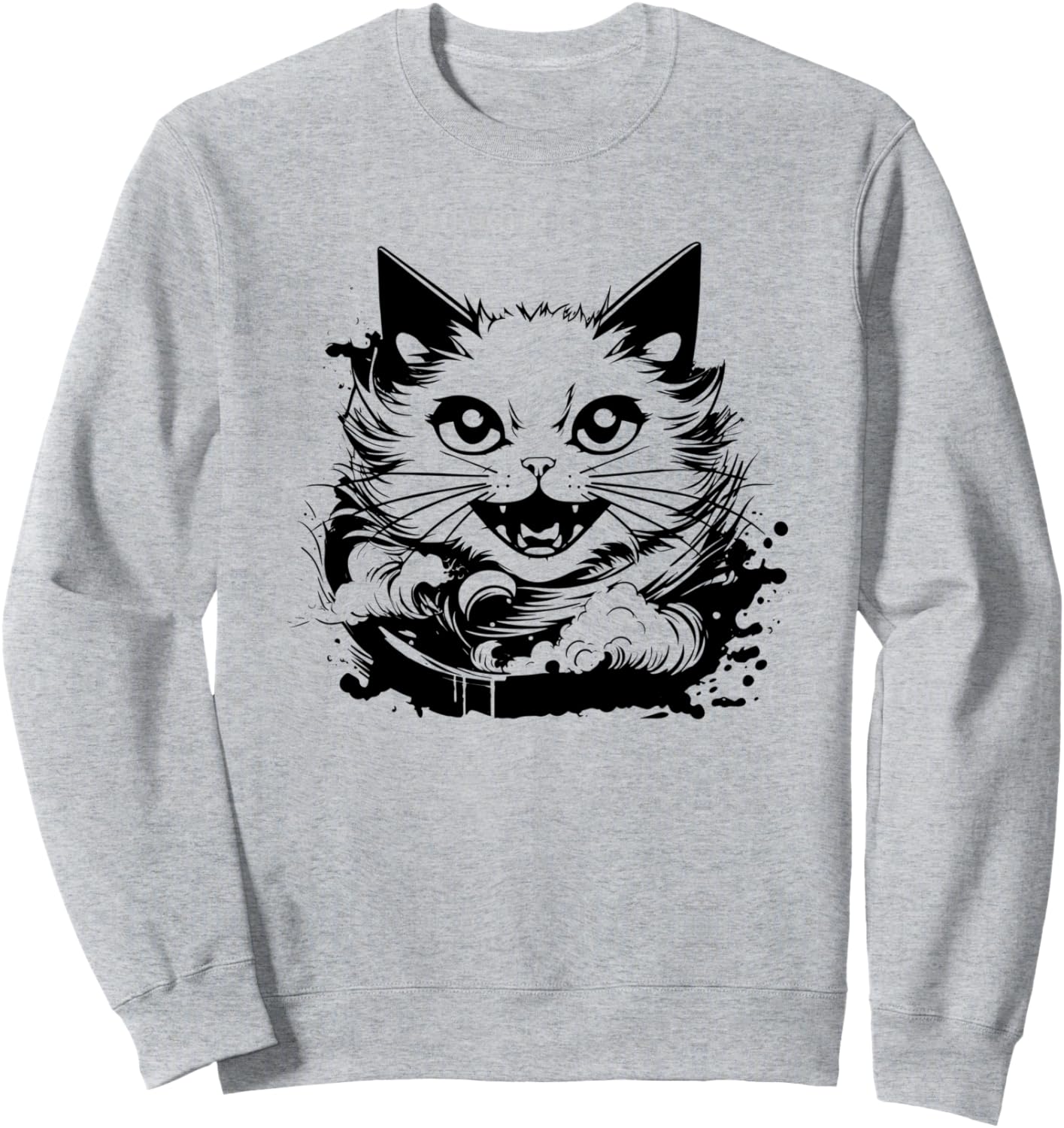 

Толстовка в стиле аниме с котом Funny Cat Graphic T-Shirt And Gift, серый