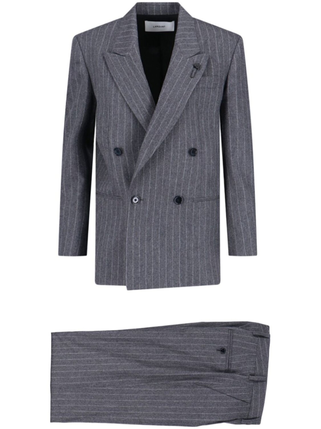 

Полосатый двубортный костюм Lardini, серый