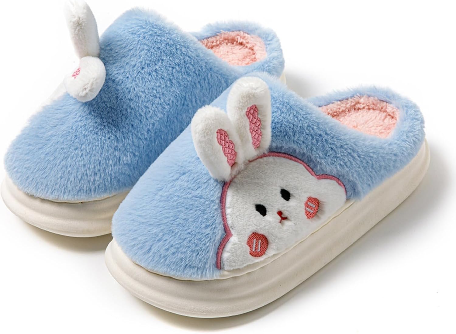 

Милые резиновые шлепанцы для женщин и мужчин с животными, забавные, пушистые, кавайные, для дома и улицы, мягкие, теплые, с нескользящей подошвой Elirar, синий