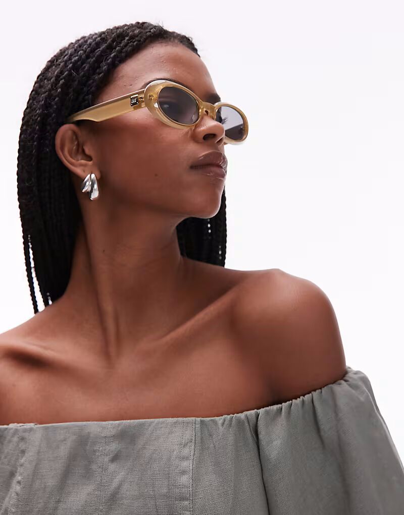 

Солнцезащитные очки Le Specs work it овальной формы оливкового цвета