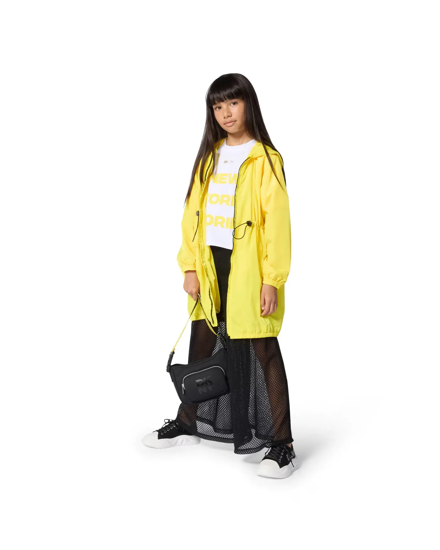 Футболка для девочки с рукавом-французом однотонная DKNY, Natural — фото 2