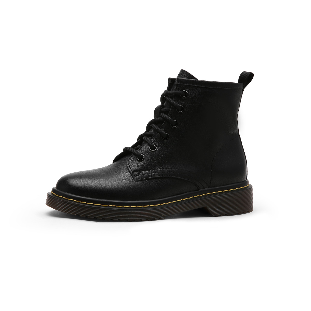 GOLDLION Женские зимние ботинки Martin высотой 12 см с подкладкой из черного флиса, цвет Black Fleece-Lined — фото 2