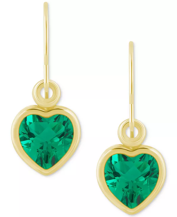 

Серьги-Подвески в форме сердца с драгоценными камнями из 10-каратного желтого золота (также из 10-каратного белого золота) Macy'S, emerald/gold
