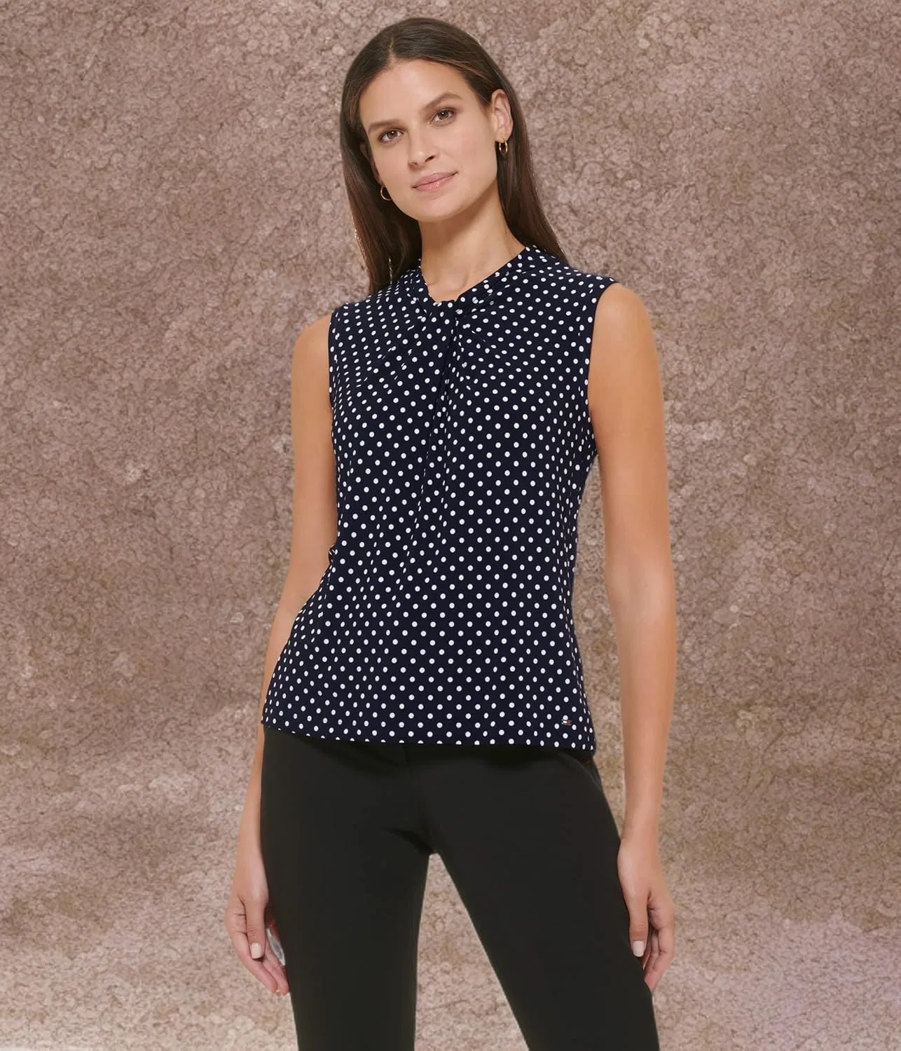 Блуза женская sleeveless knot blouse Tommy Hilfiger, midnight/ivory — фото 4