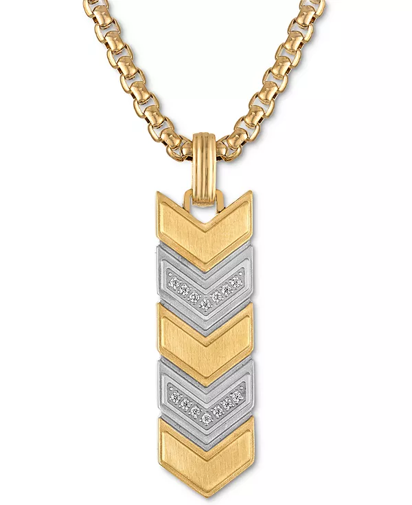 

Ожерелье с кулоном в виде армейского жетона с бриллиантами (1/6 карата) из нержавеющей стали и нержавеющей стали с золотым покрытием Esquire Men'S Jewelry, gold-tone