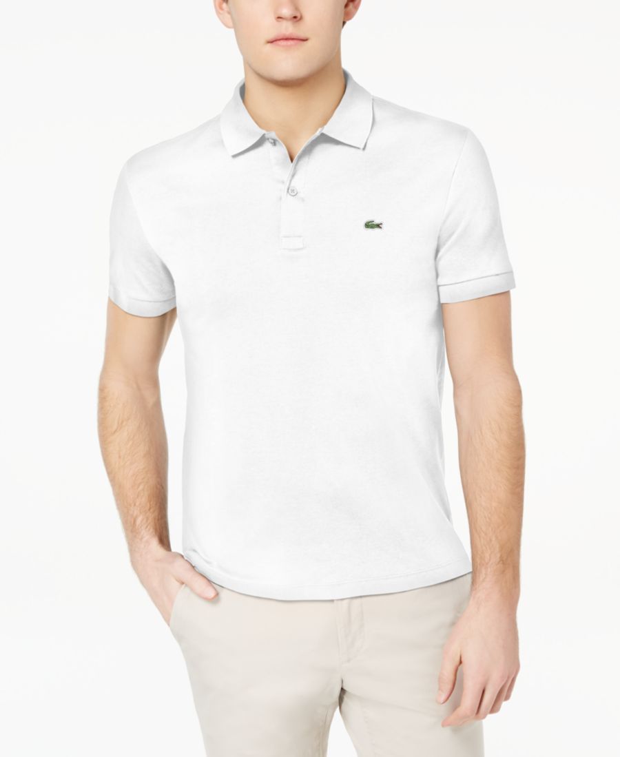 Мужская рубашка-поло Lacoste с коротким рукавом, стандартный крой, хлопок, белый