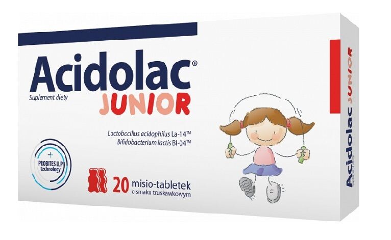 

Пробиотик для детей Acidolac Junior Smak Truskawkowy Probiotyk Do Ssania, 20 шт