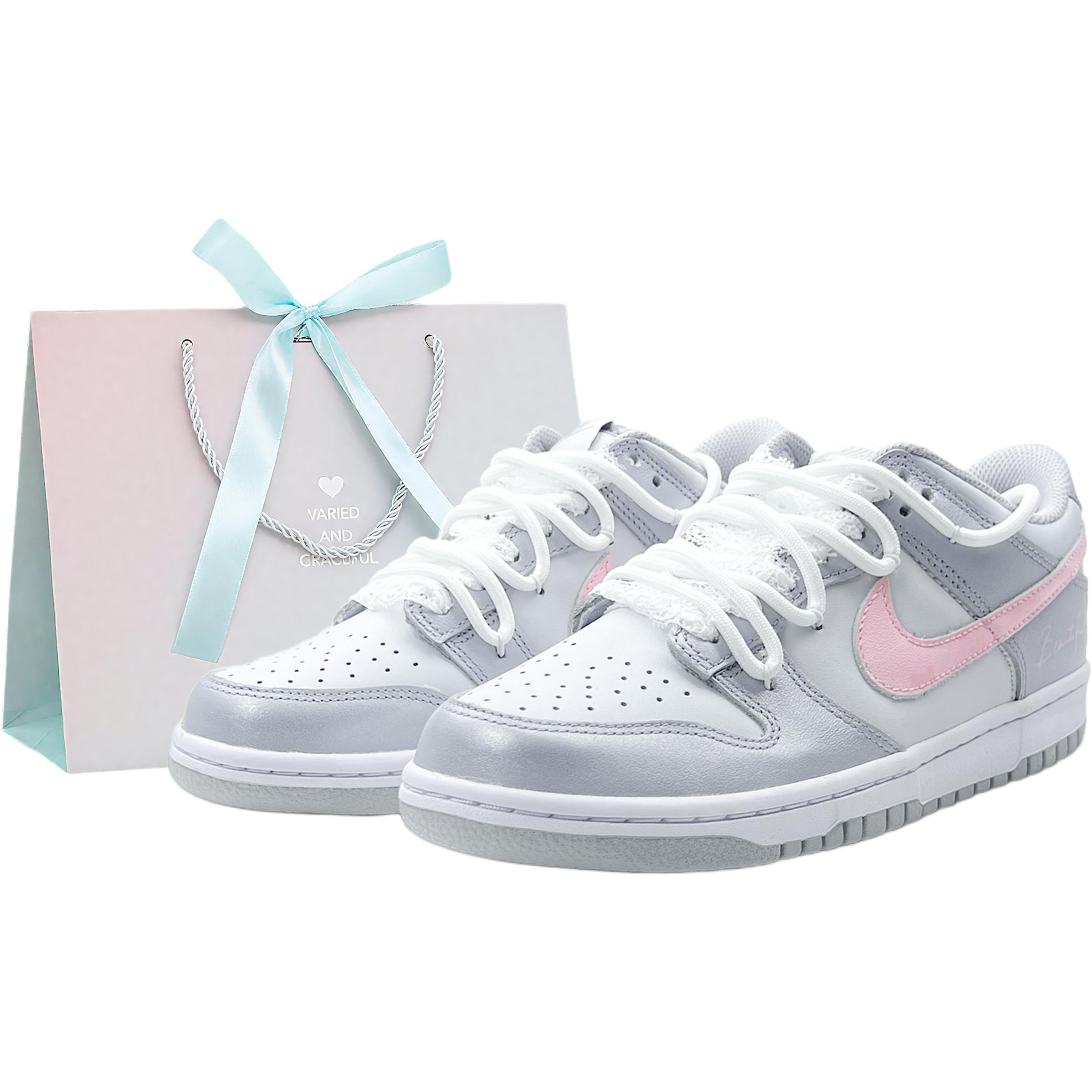 

Nike Кроссовки для скейтбординга dunk устойчивые к истиранию нескользящие низкие silver детские