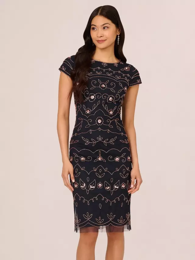 

Платье Adrianna Papell Studio Bead Sheath, цвет navy/rose gold