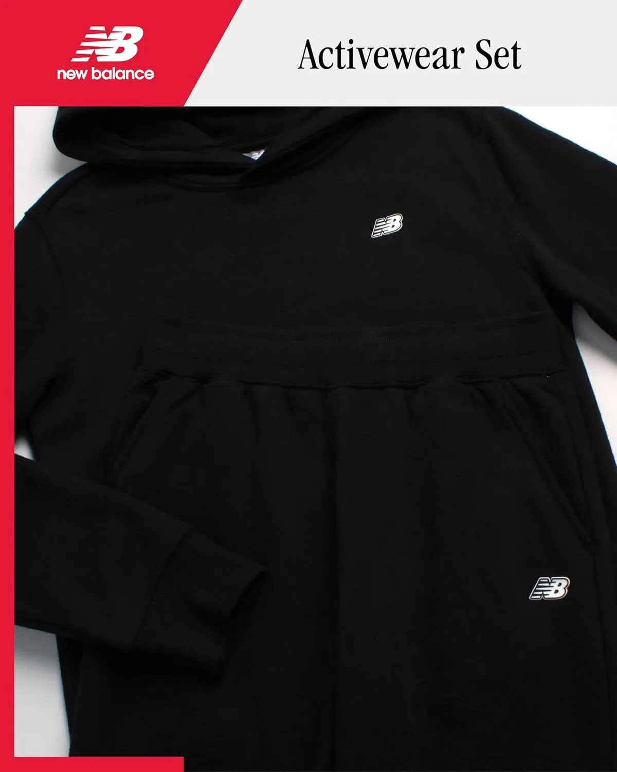 Детский спортивный костюм из флиса New Balance, 2 предмета, черный — фото 2