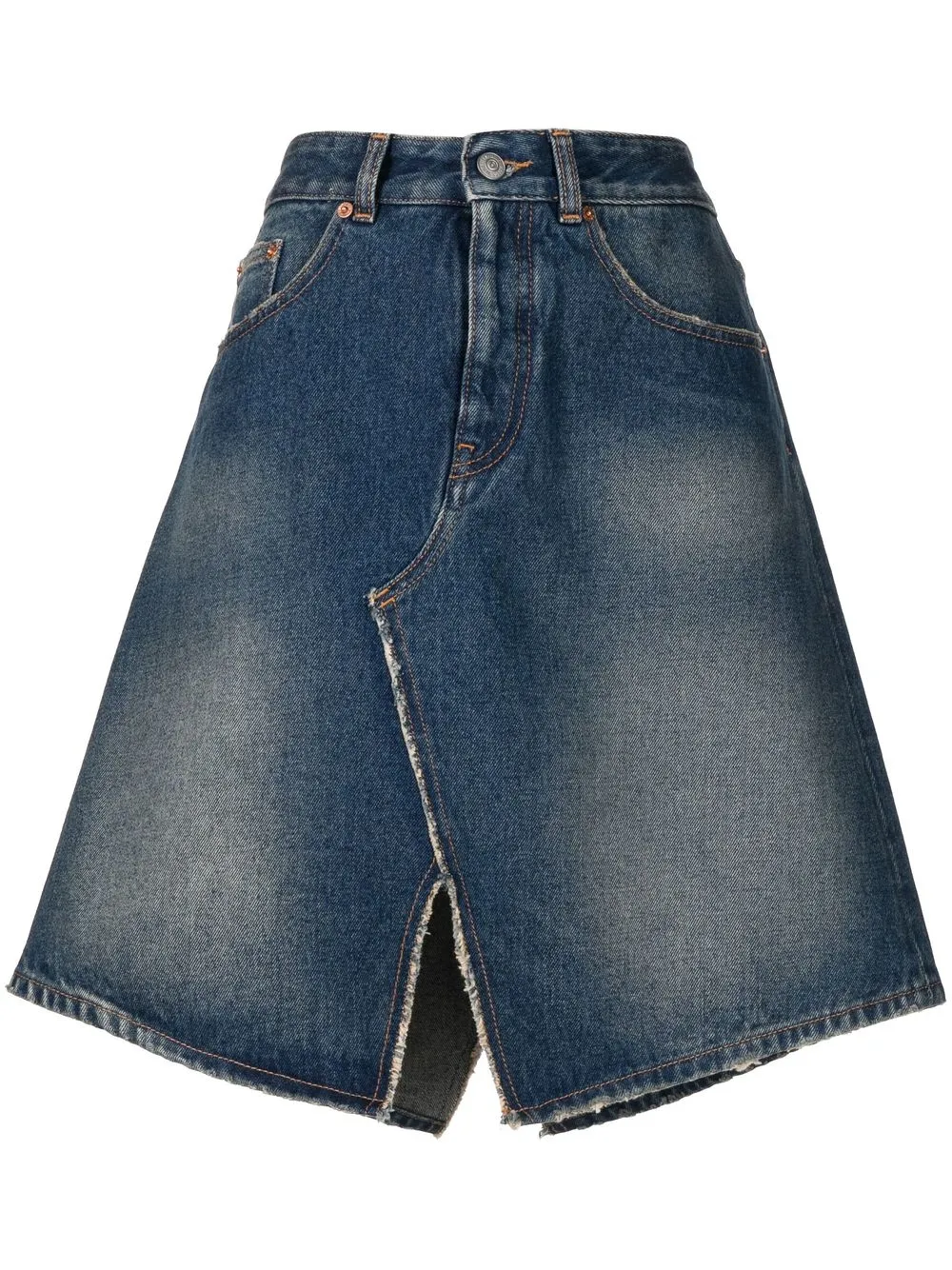 

Джинсовая юбка с эффектом потертости MM6 Maison Margiela, синий