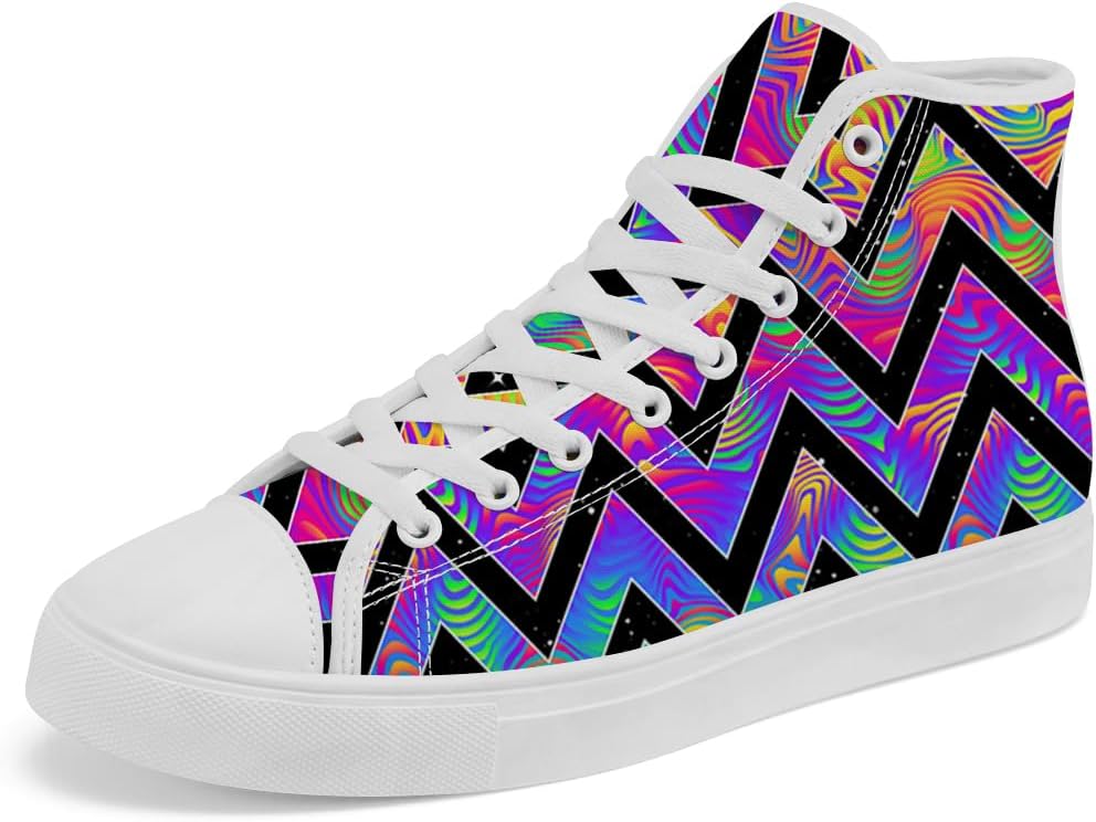 

Кеды на высокой подошве с узором зигзаг chebing, высокие сникерсы с шнуровкой, повседневная обувь для женщин и мужчин, 612 Multicolor