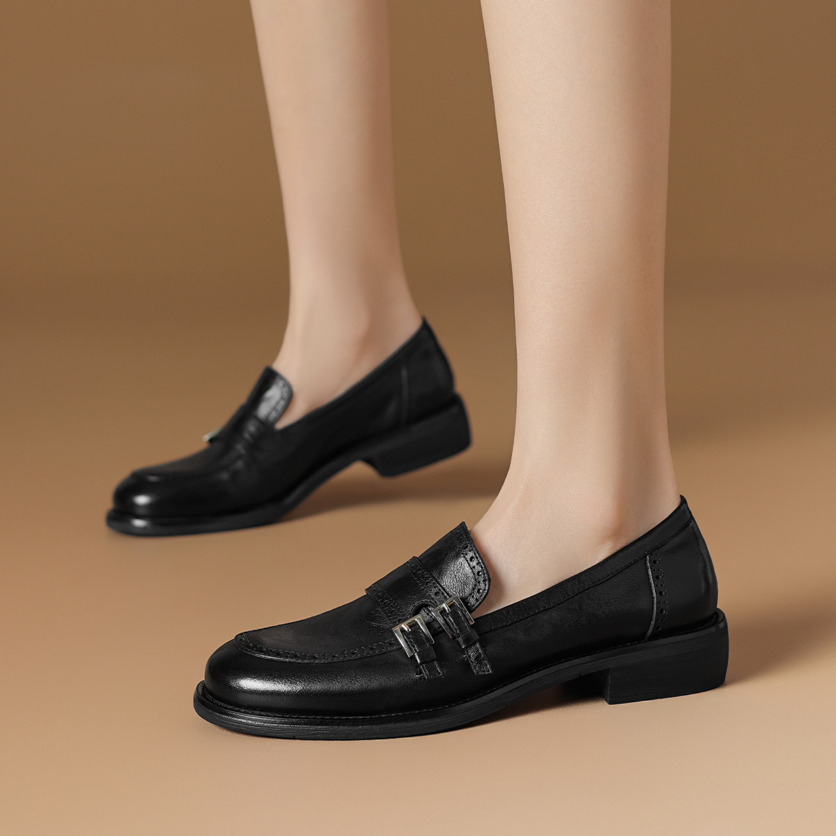 Rosa Bianca Женские лоферы черные с кожаной стелькой, цвет Black (Cow Leather Insole) — фото 4