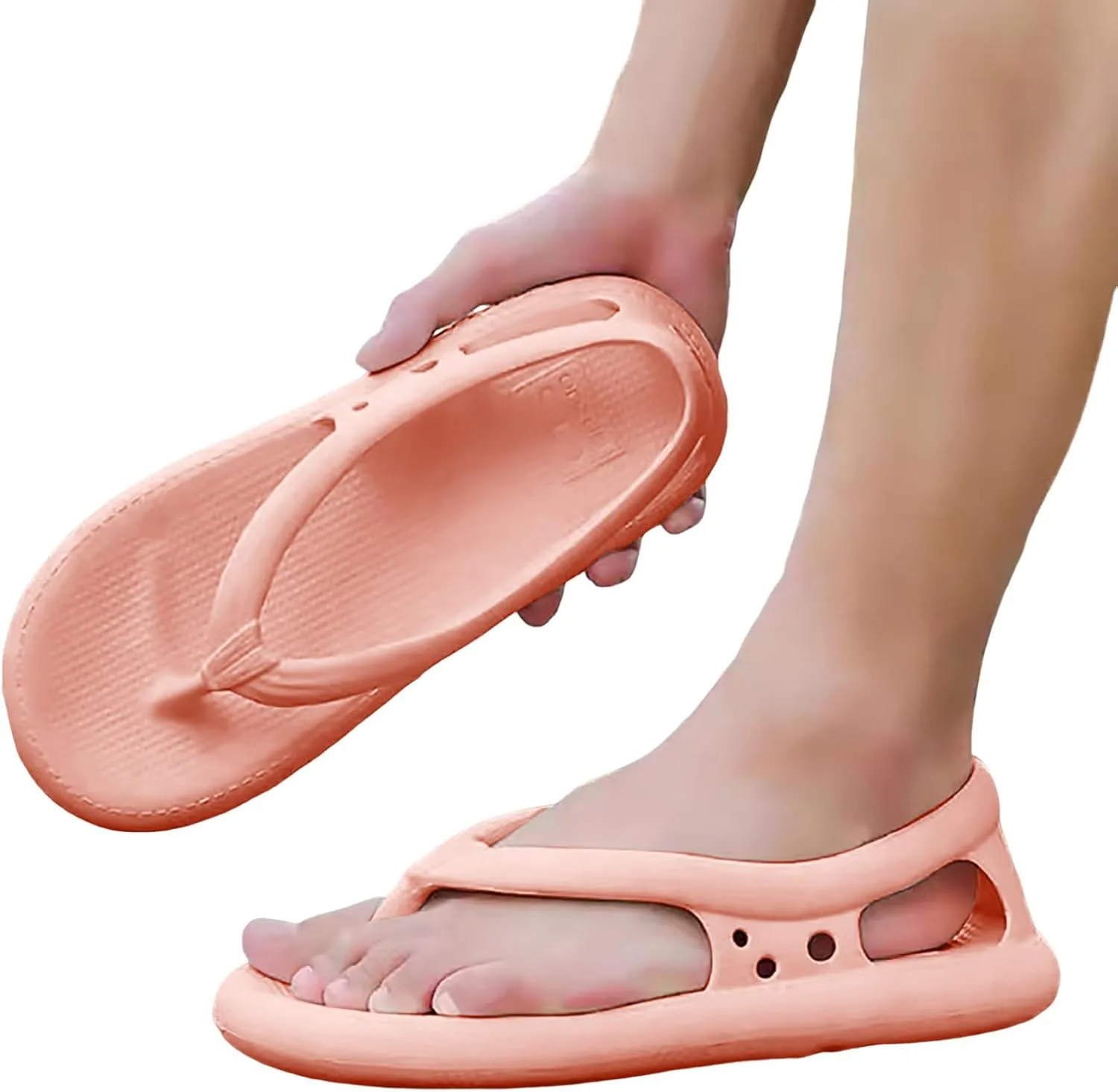 Мужские сандалии-вьетнамские сандалии Cloud Flat Thong Sandals, с вырезом, дышащие, с удобной подошвой, без застежек, элегантные летние пляжные туфли (розовые) Quintra — фото 2
