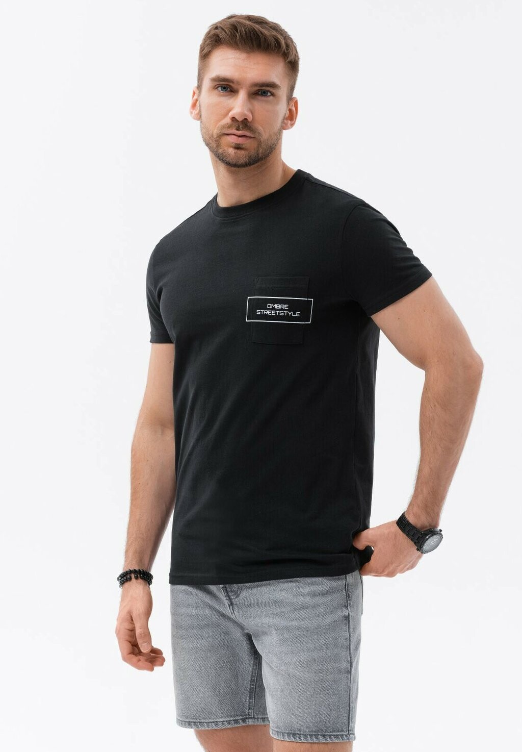 

Футболка с принтом WITH A CHEST POCKET Ombre, цвет black