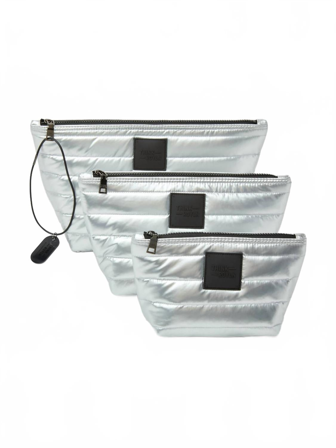 

Women's Travel Trio Organizational Pouches In Pearl Silver THINK ROYLN