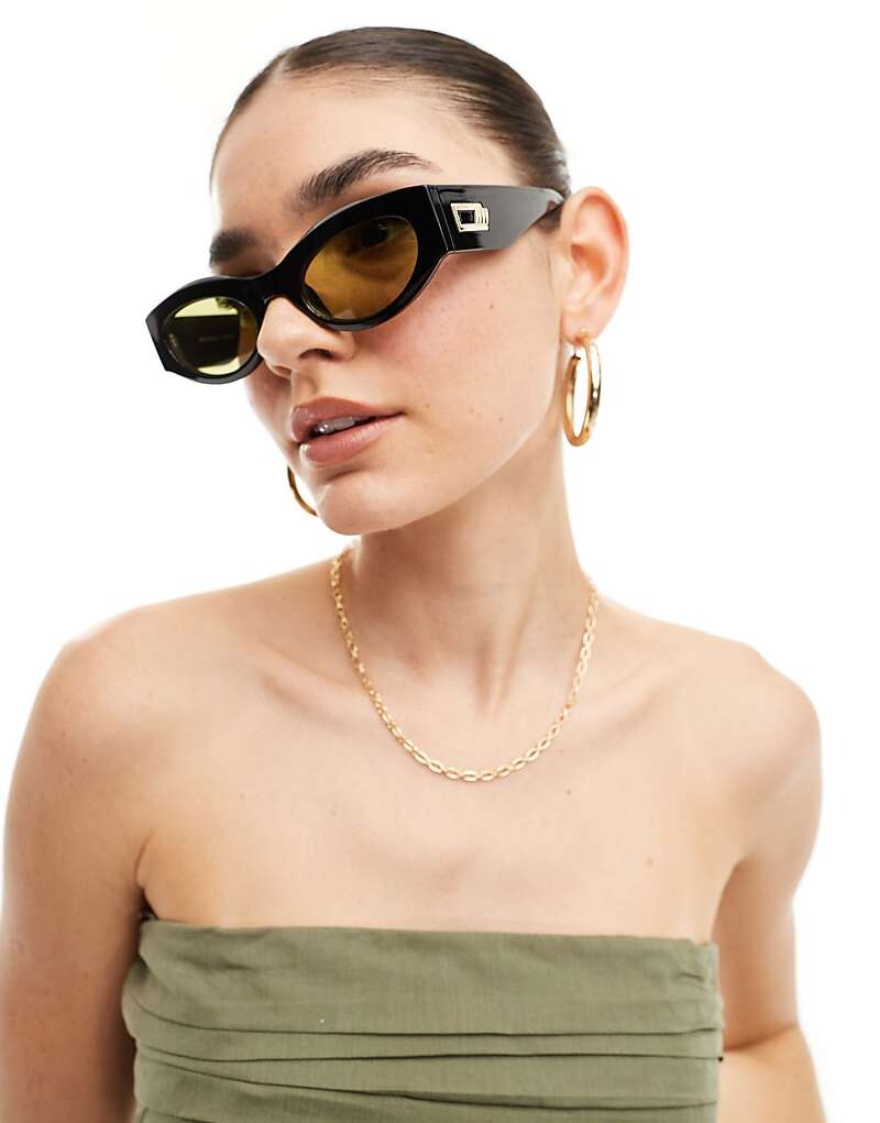 

Le Specs – Body Bumpin – Чёрные солнцезащитные очки «кошачий глаз»
