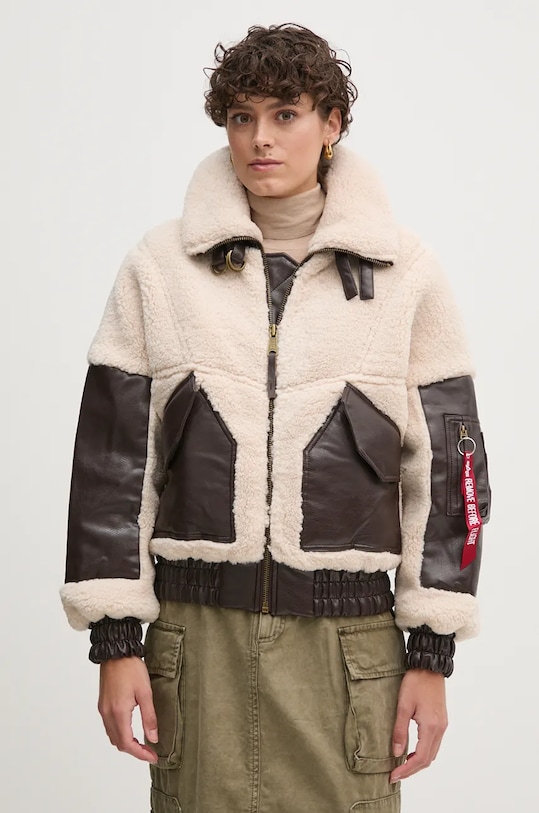 

Куртка Teddy PU бомбер Alpha Industries, бежевый