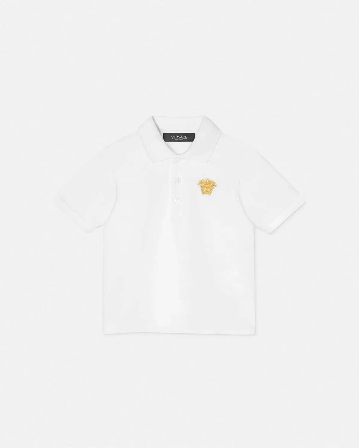 Детская поло с вышивкой Медузы Versace, белый
