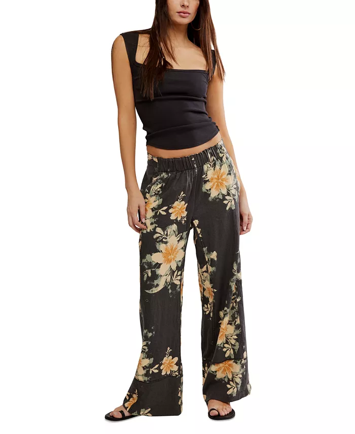 

Женские брюки Days End с принтом и высокой посадкой Free People, черный